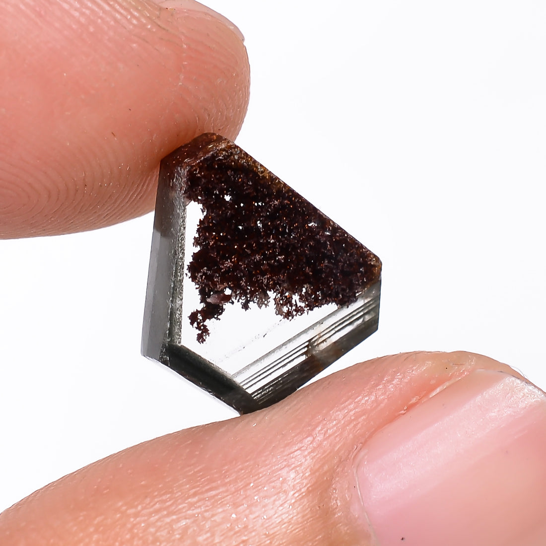 Green Phantom Quartz Fancy Shape Slice Loose Gemstone For Making Jewelry 4 Ct. 11X9X3 mm Y-9356