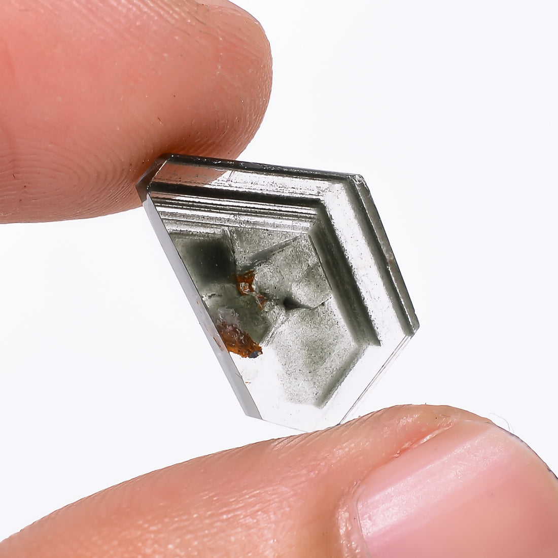 Green Phantom Quartz Fancy Shape Slice Loose Gemstone For Making Jewelry 4.5 Ct. 15X10X3 mm Y-9357