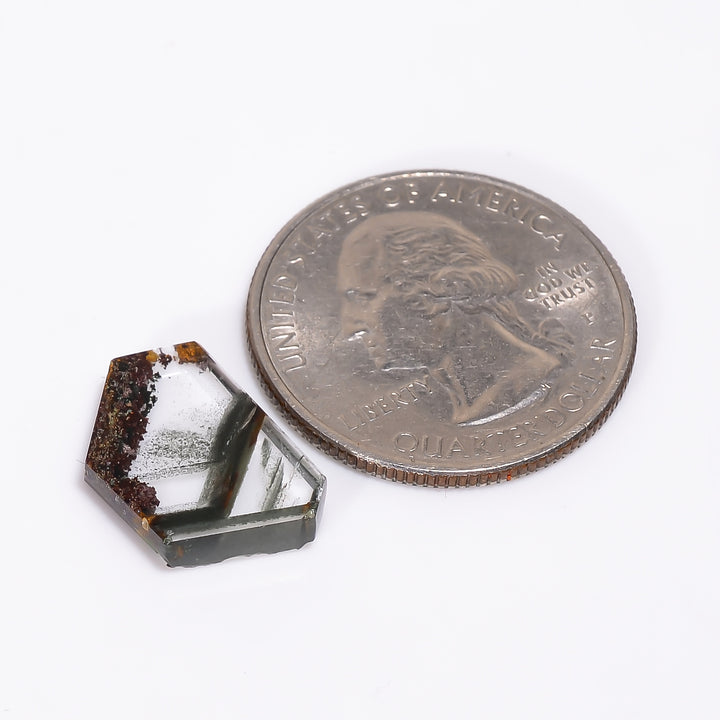 Green Phantom Quartz Fancy Shape Slice Loose Gemstone For Making Jewelry 6 Ct. 16X11X3 mm Y-9358