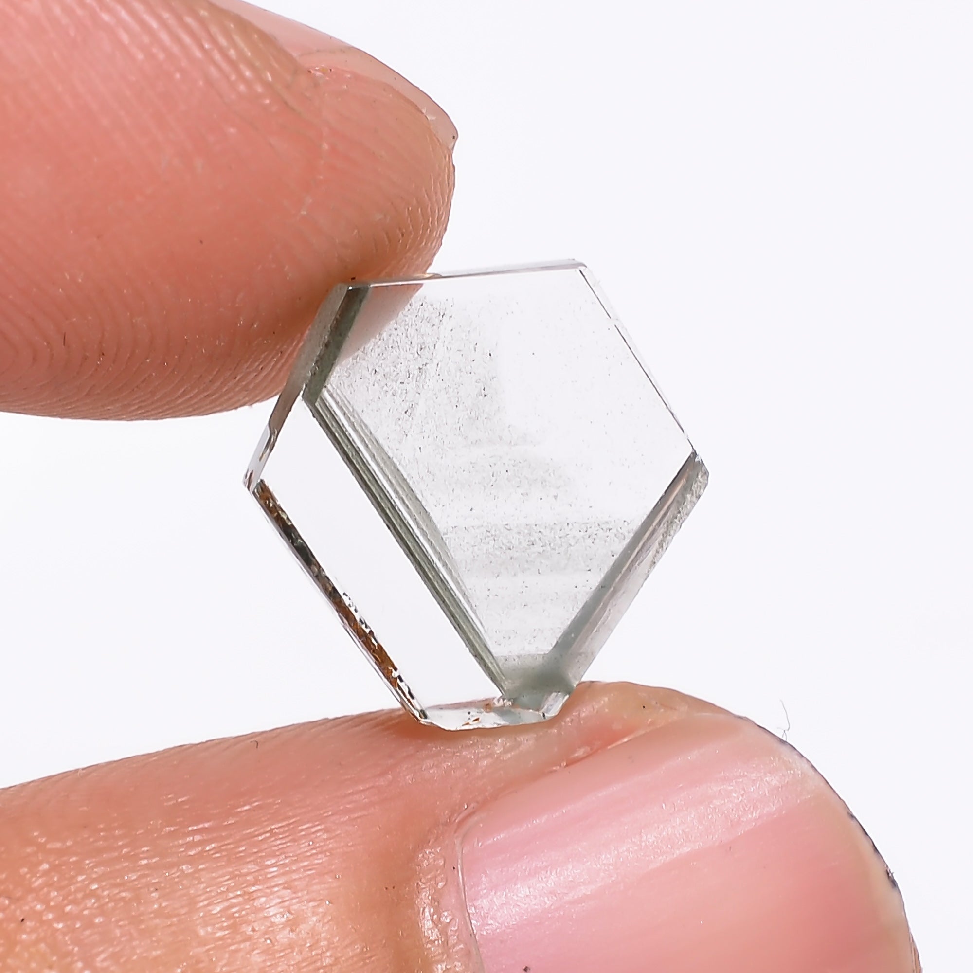 Green Phantom Quartz Fancy Shape Slice Loose Gemstone For Making Jewelry 3 Ct. 11X10X3 mm Y-9359