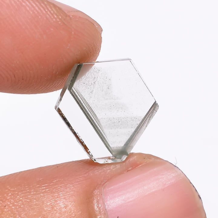 Green Phantom Quartz Fancy Shape Slice Loose Gemstone For Making Jewelry 3 Ct. 11X10X3 mm Y-9359