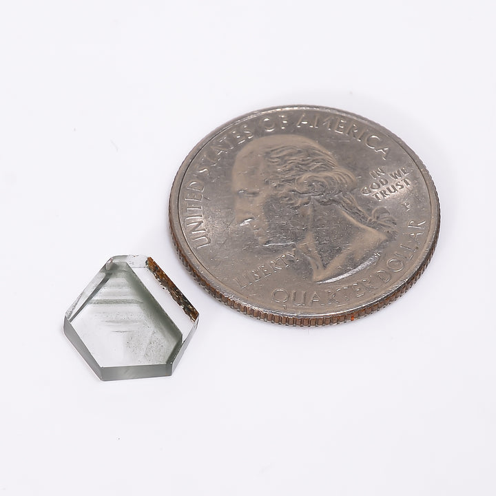 Green Phantom Quartz Fancy Shape Slice Loose Gemstone For Making Jewelry 3 Ct. 11X10X3 mm Y-9359