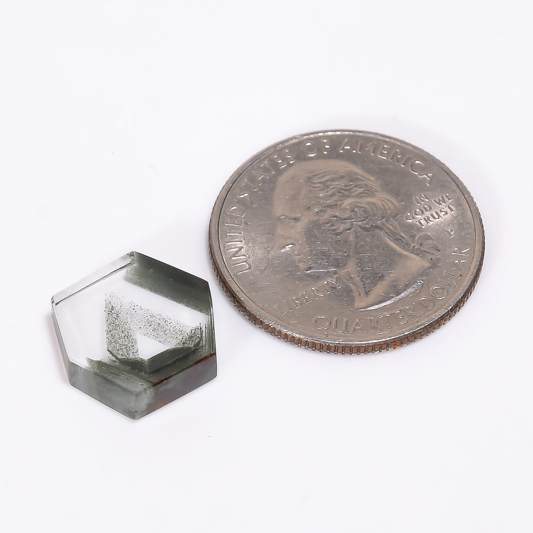 Green Phantom Quartz Fancy Shape Slice Loose Gemstone For Making Jewelry 7.5 Ct. 13X13X3 mm Y-9361