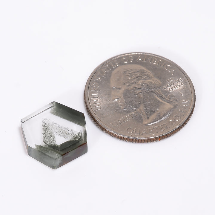 Green Phantom Quartz Fancy Shape Slice Loose Gemstone For Making Jewelry 7.5 Ct. 13X13X3 mm Y-9361