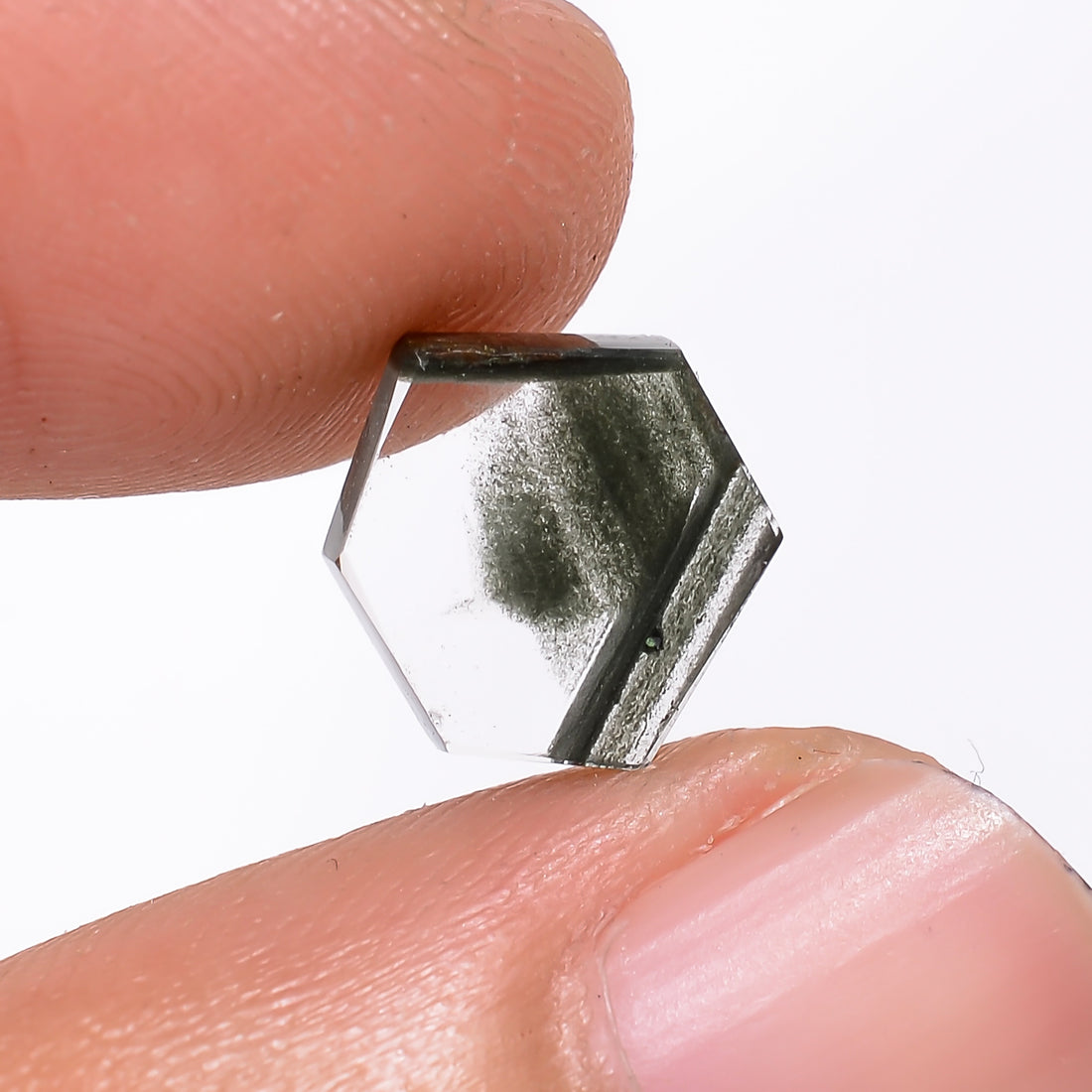 Green Phantom Quartz Fancy Shape Slice Loose Gemstone For Making Jewelry 2 Ct. 9X8X2 mm Y-9362