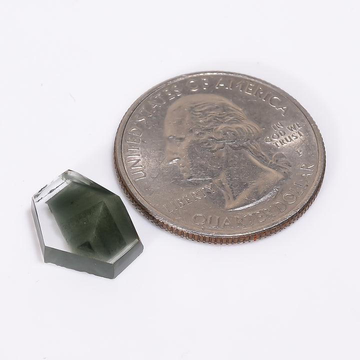 Green Phantom Quartz Fancy Shape Slice Loose Gemstone For Making Jewelry 4.5 Ct. 12X10X3 mm Y-9363