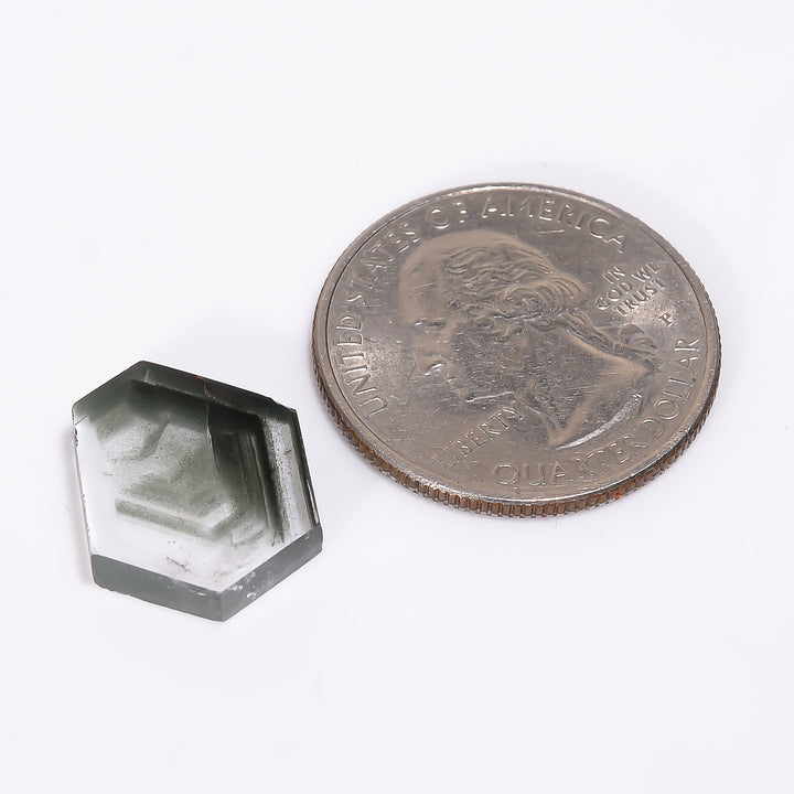 Green Phantom Quartz Fancy Shape Slice Loose Gemstone For Making Jewelry 7.5 Ct. 15X13X3 mm Y-9366