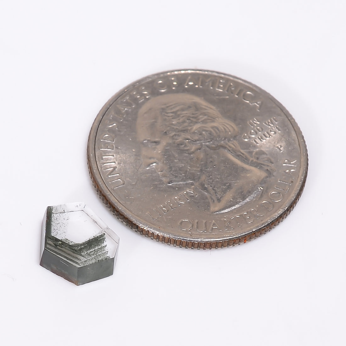 Green Phantom Quartz Fancy Shape Slice Loose Gemstone For Making Jewelry 2.5 Ct. 8X7X3 mm Y-9369