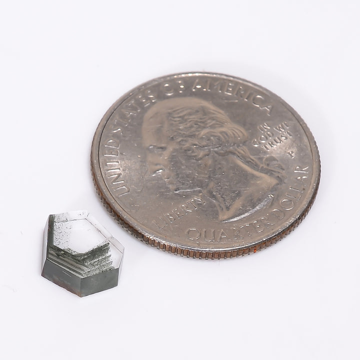 Green Phantom Quartz Fancy Shape Slice Loose Gemstone For Making Jewelry 2.5 Ct. 8X7X3 mm Y-9369