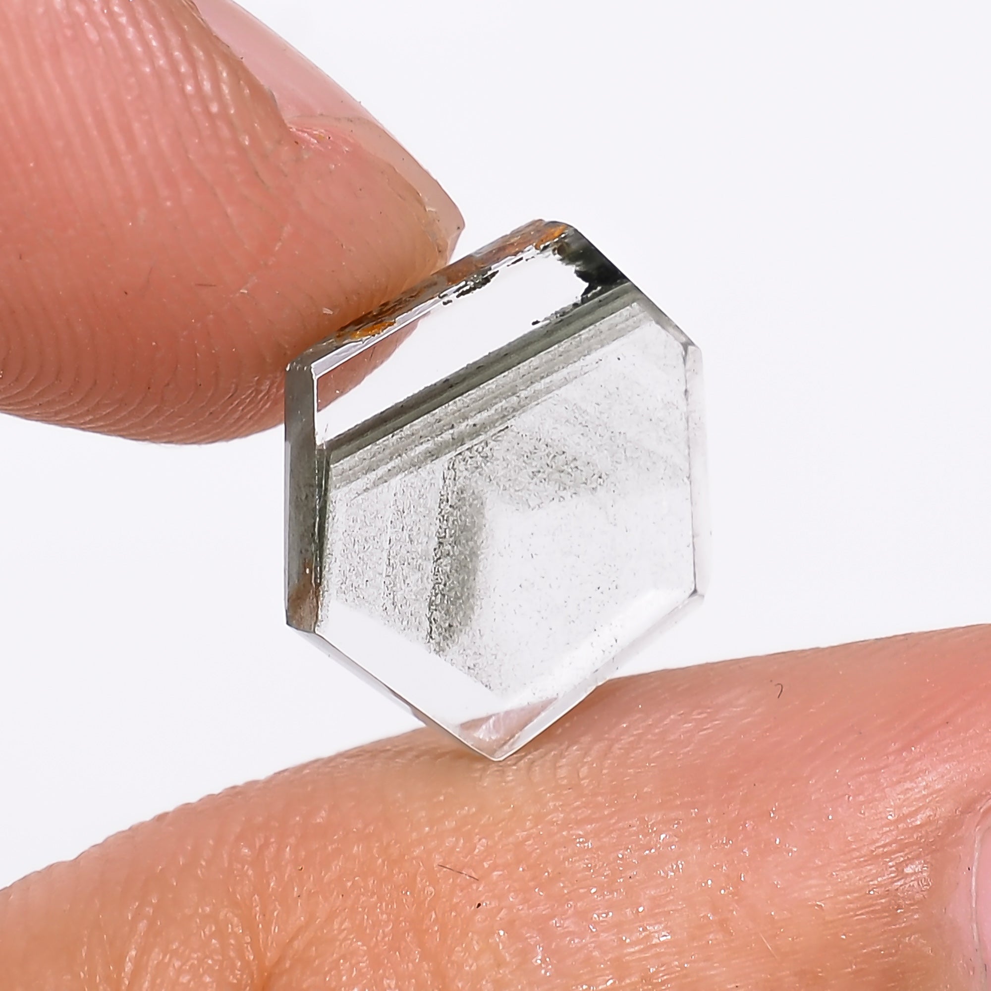 Green Phantom Quartz Fancy Shape Slice Loose Gemstone For Making Jewelry 2.5 Ct. 10X9X2 mm Y-9370