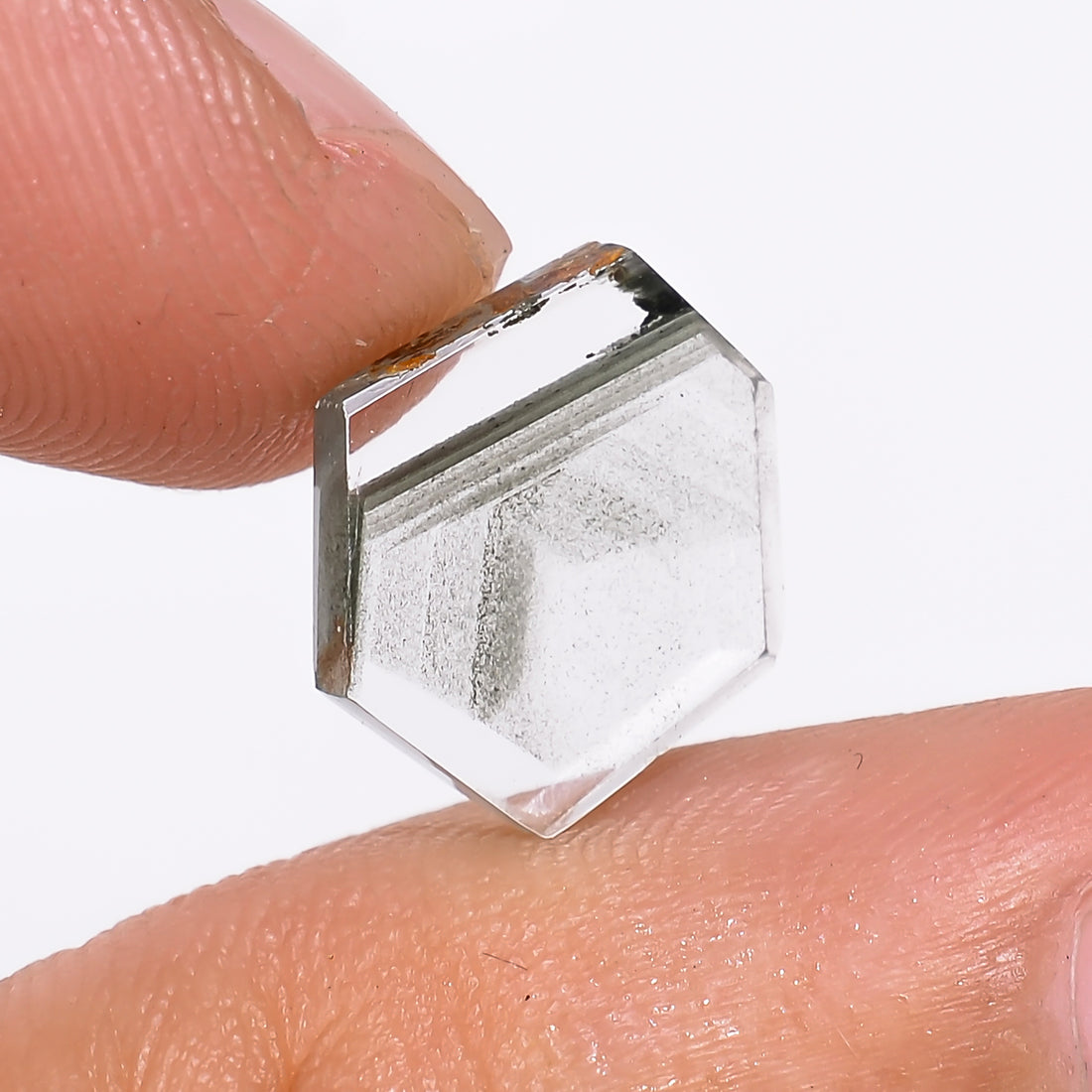 Green Phantom Quartz Fancy Shape Slice Loose Gemstone For Making Jewelry 2.5 Ct. 10X9X2 mm Y-9370