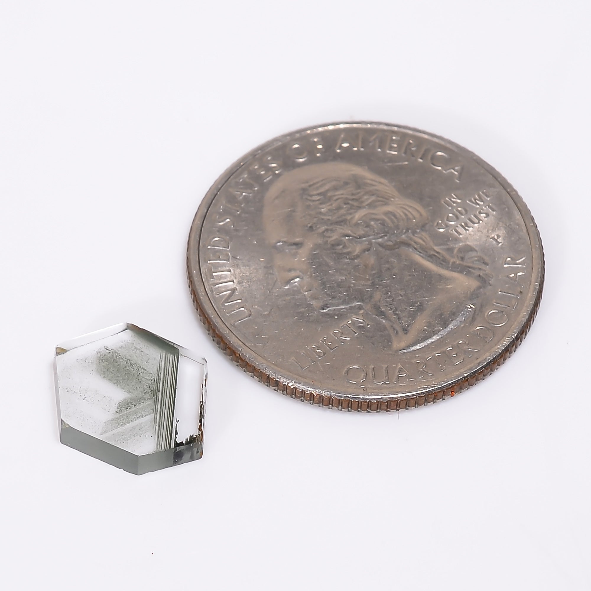 Green Phantom Quartz Fancy Shape Slice Loose Gemstone For Making Jewelry 2.5 Ct. 10X9X2 mm Y-9370