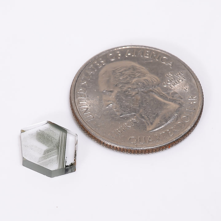 Green Phantom Quartz Fancy Shape Slice Loose Gemstone For Making Jewelry 2.5 Ct. 10X9X2 mm Y-9370