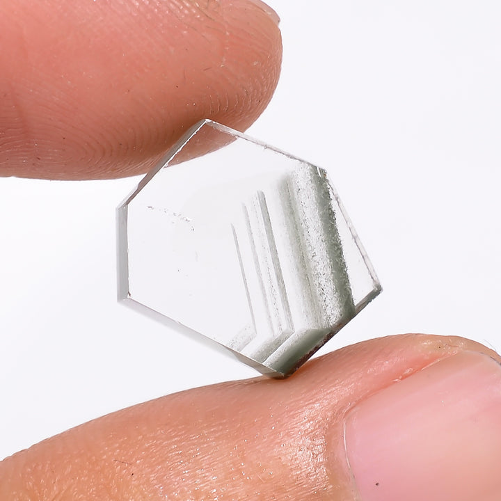 Green Phantom Quartz Fancy Shape Slice Loose Gemstone For Making Jewelry 5.5 Ct. 13X10X3 mm Y-9371