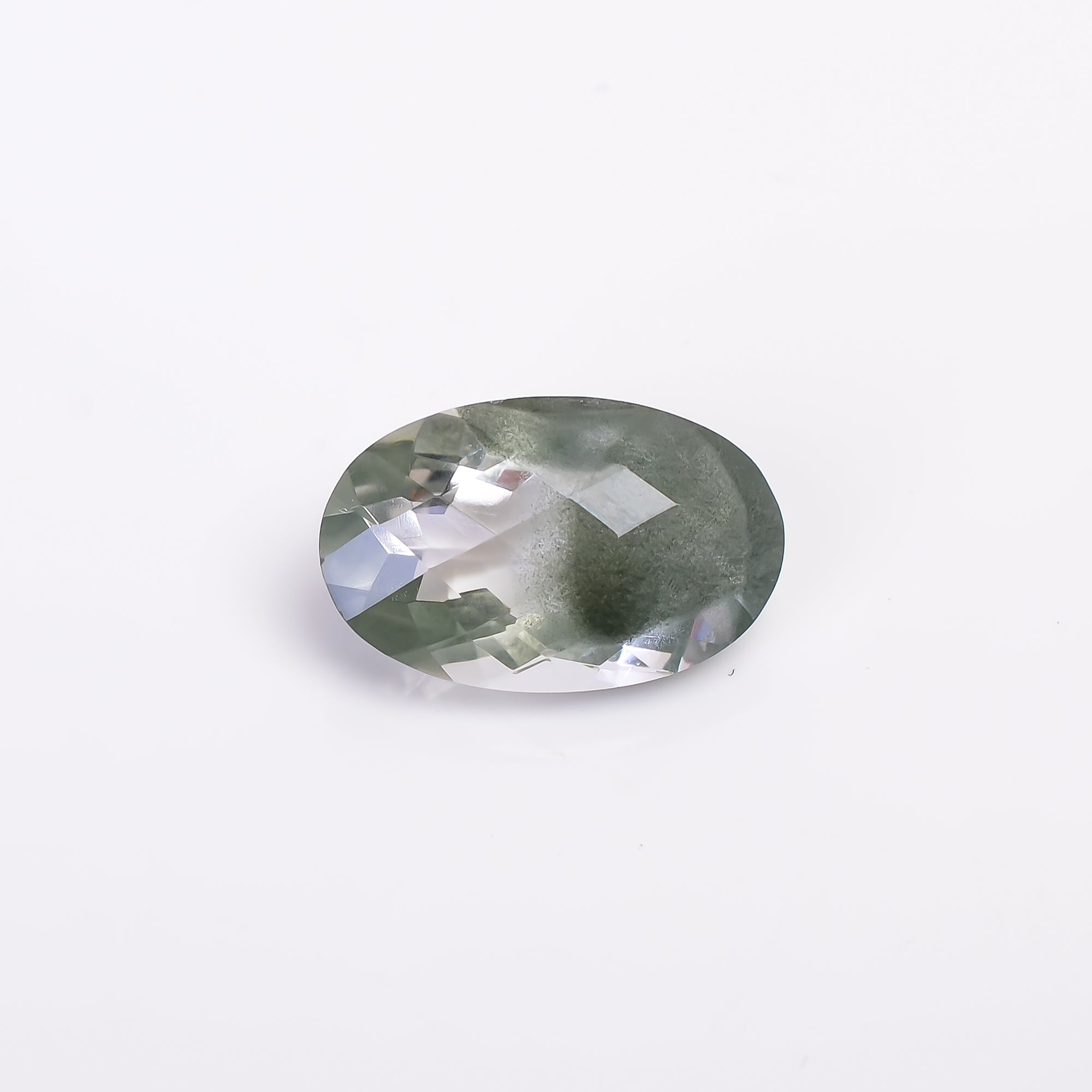 Green Phantom Quartz Oval Shape Faceted Loose Gemstone For Making Jewelry 10.5 Ct. 18X12X8 mm Y-9398