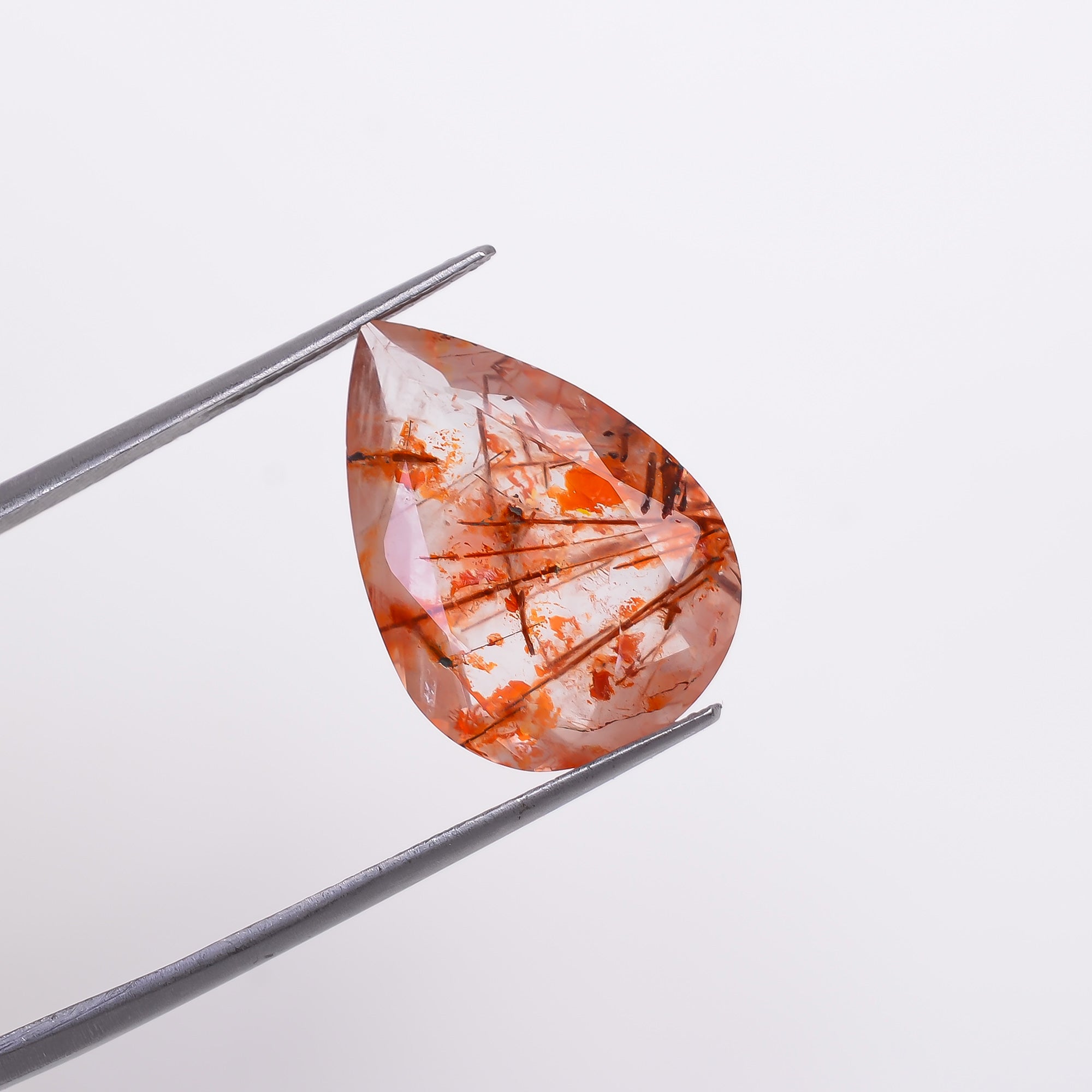 Quartz With Iron Inclusion Pear Shape Cut Stone Loose Gemstone For Making Jewelry 8.5 Ct. 18X13X6 mm Y-9402