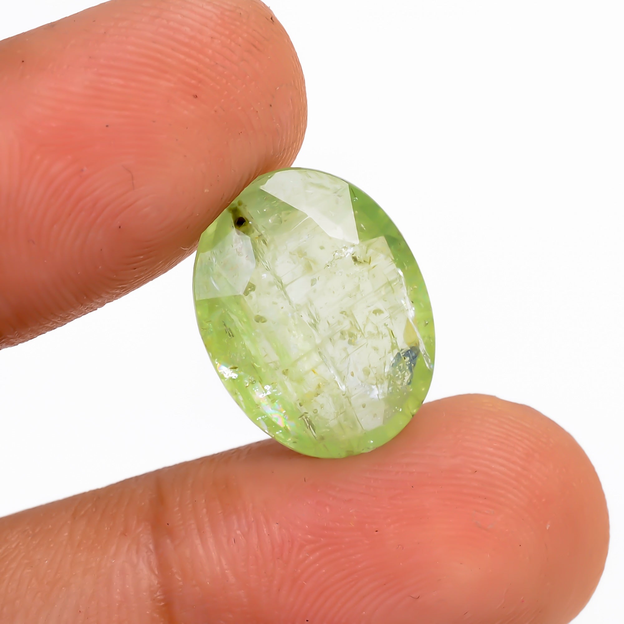 Green Kyanite Oval Shape Cut stone  For Making Jewelry 7.5 Ct. 15X12X5 mm Y-9571