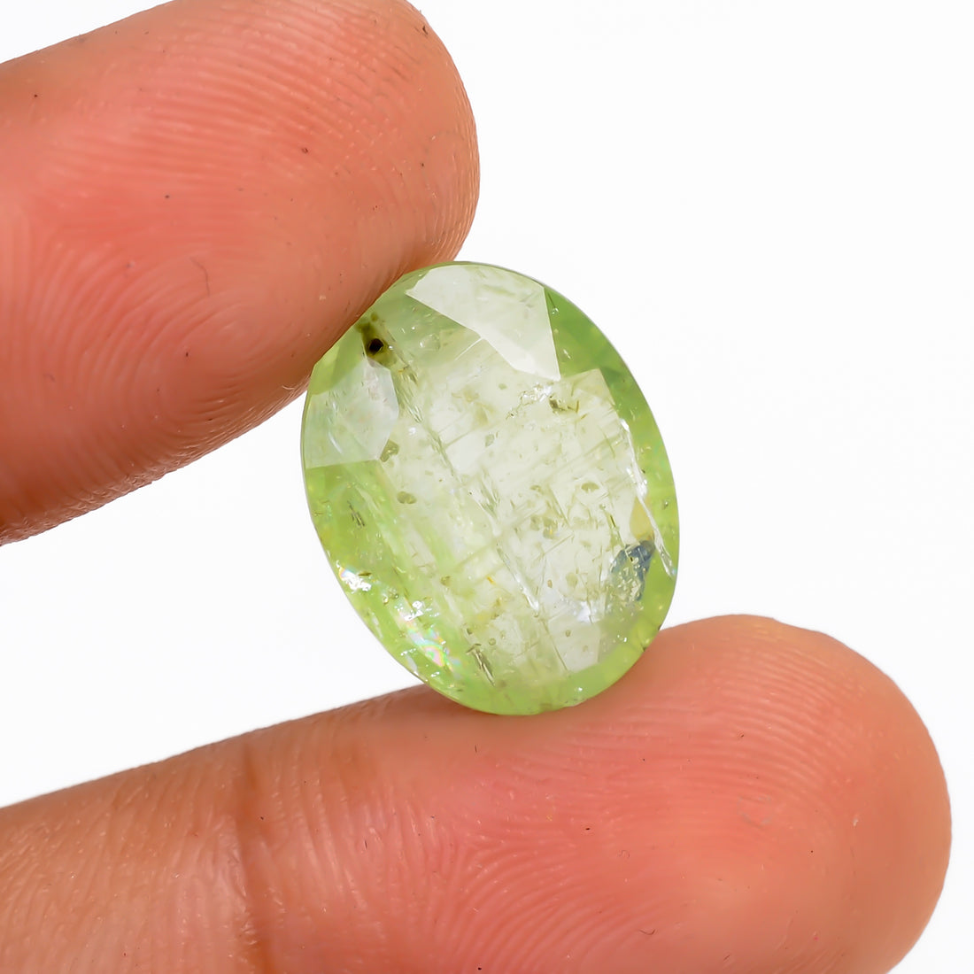Green Kyanite Oval Shape Cut stone  For Making Jewelry 7.5 Ct. 15X12X5 mm Y-9571