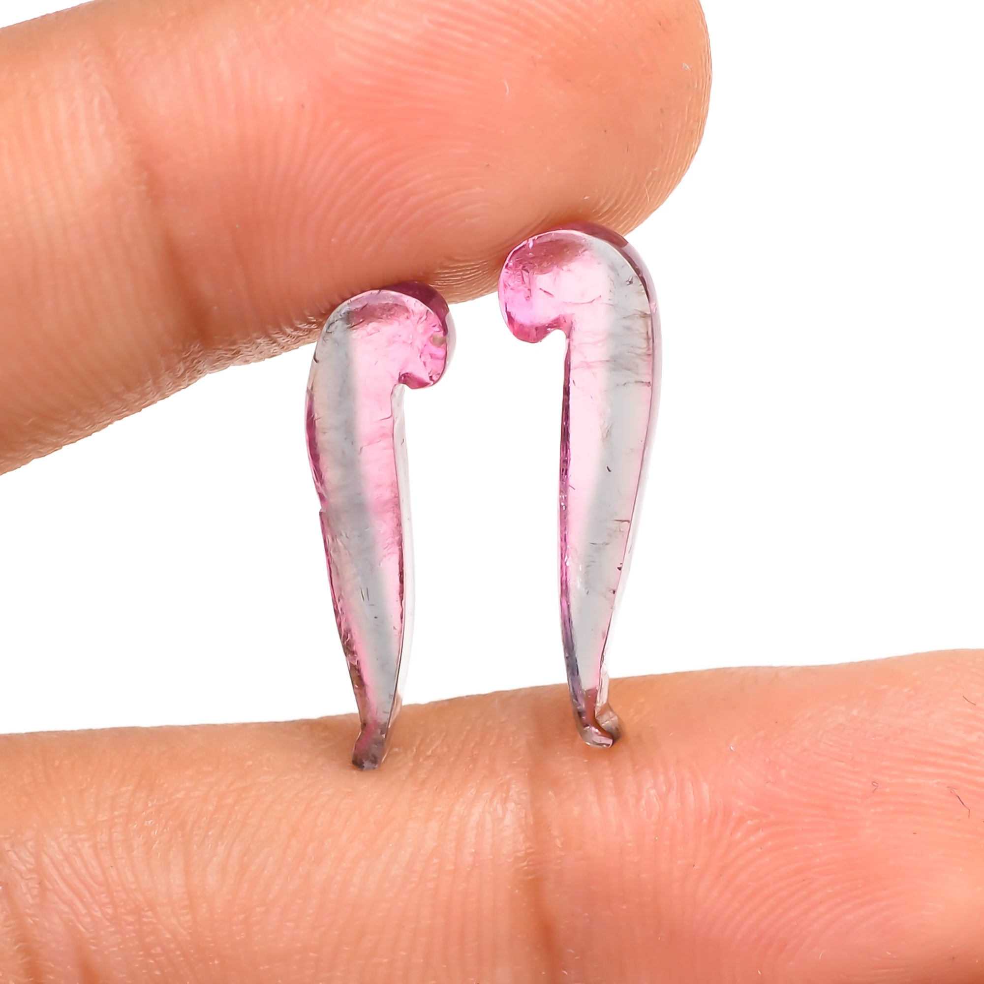 Watermelon Tourmaline Fancy Shape Cabochon Loose Gemstone Pair For Making Earrings 4 Ct. 18X4X2 MM Y-9743