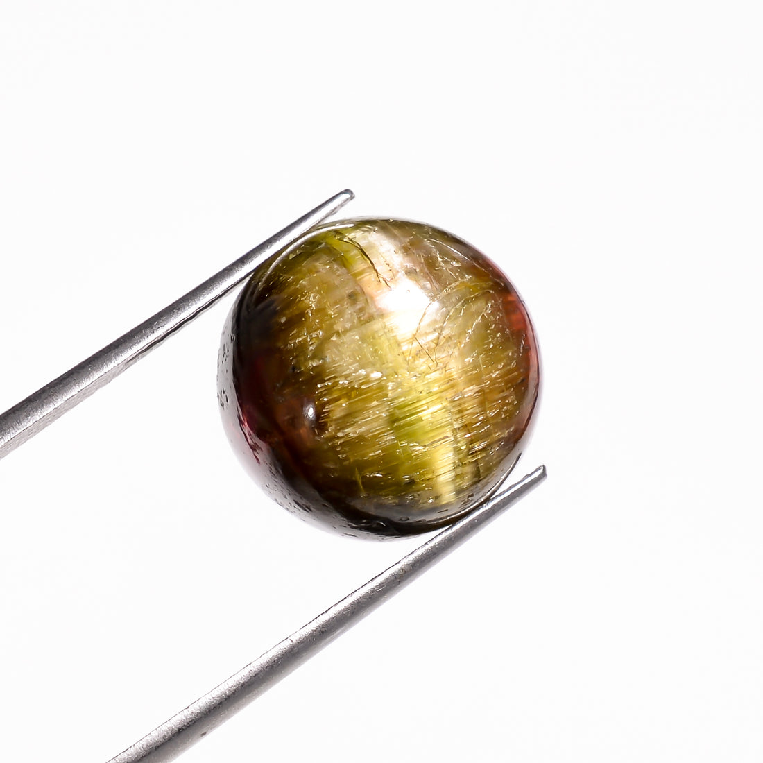 Natural Tourmaline With Rare Cats Eye Effect Round Shape Cabochon Loose Gemstone  15.5 Ct. 14X14X9 mm Y-9816