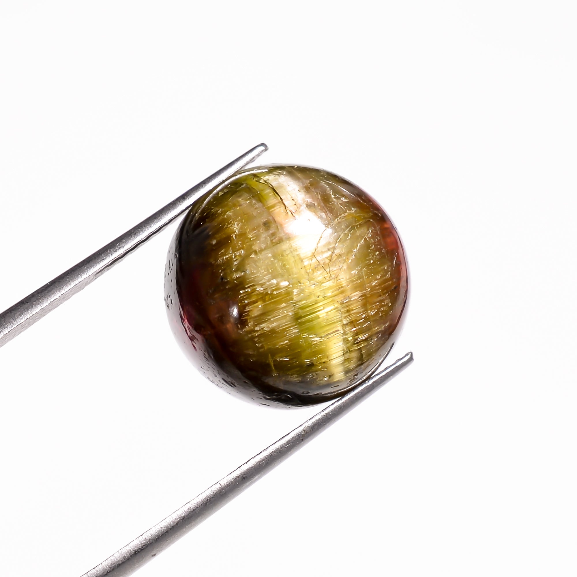 Natural Tourmaline With Rare Cats Eye Effect Round Shape Cabochon Loose Gemstone  15.5 Ct. 14X14X9 mm Y-9816