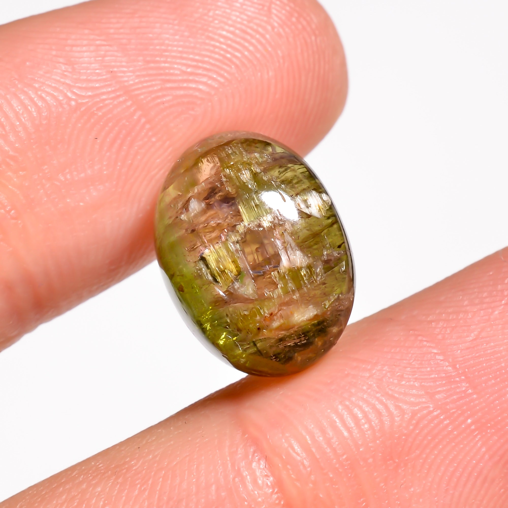 Natural Tourmaline With Rare Cats Eye Effect Oval Shape Cabochon Loose Gemstone 9 Ct.13X10X6 mm Y-9818