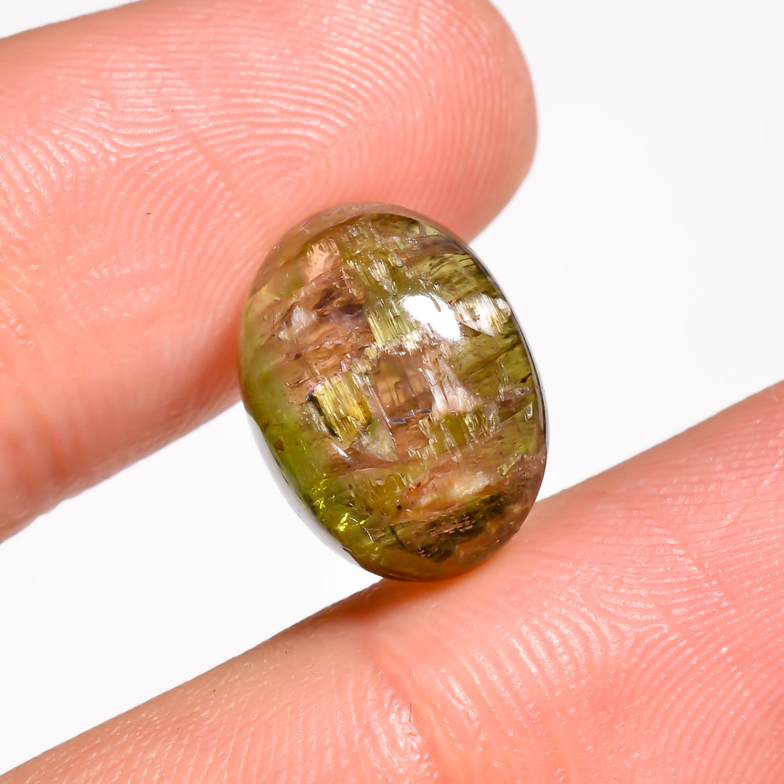 Natural Tourmaline With Rare Cats Eye Effect Oval Shape Cabochon Loose Gemstone 9 Ct.13X10X6 mm Y-9818