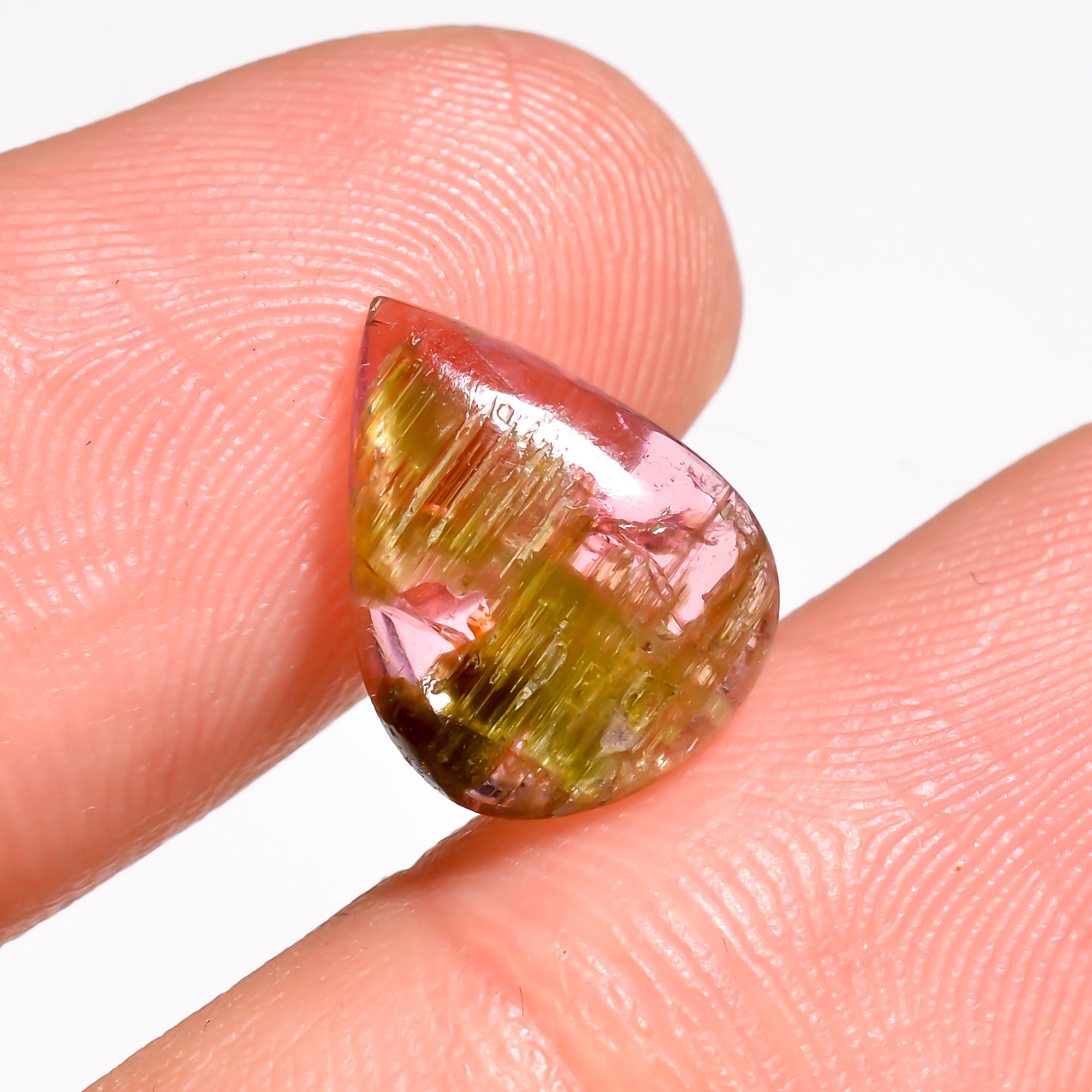 Natural Tourmaline With Rare Cats Eye Effect Pear Shape Cabochon Loose Gemstone  2.5 Ct. 12X9X2 mm Y-9819