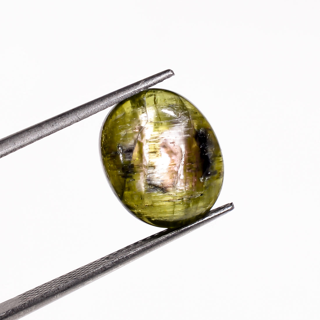 Natural Tourmaline With Rare Cats Eye Effect Oval Shape Cabochon Loose Gemstone 4.5 Ct. 12X10X5 mm Y-9822