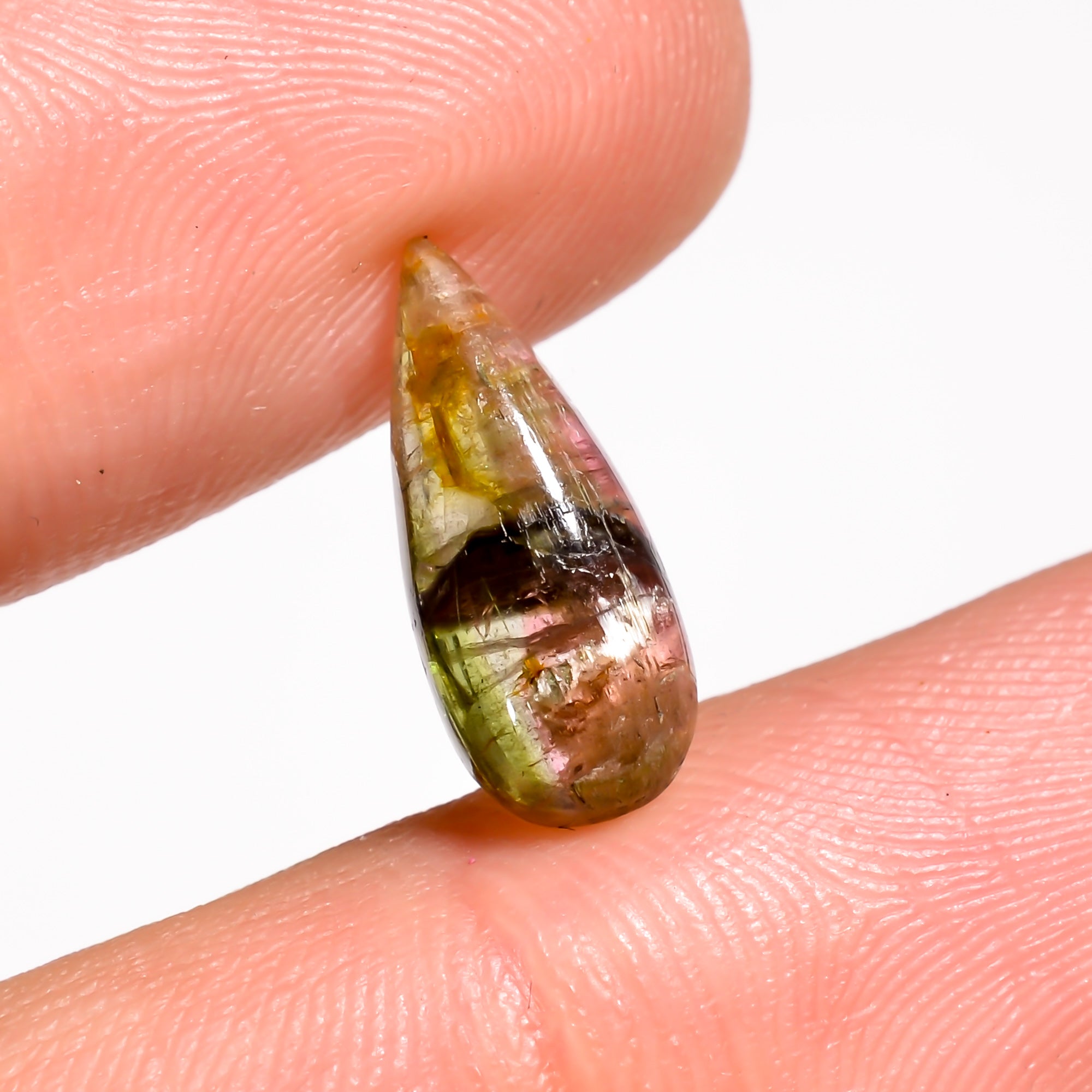 Natural Tourmaline With Rare Cats Eye Effect Pear Shape Cabochon Loose Gemstone  2 Ct. 14X6X3 mm Y-9823