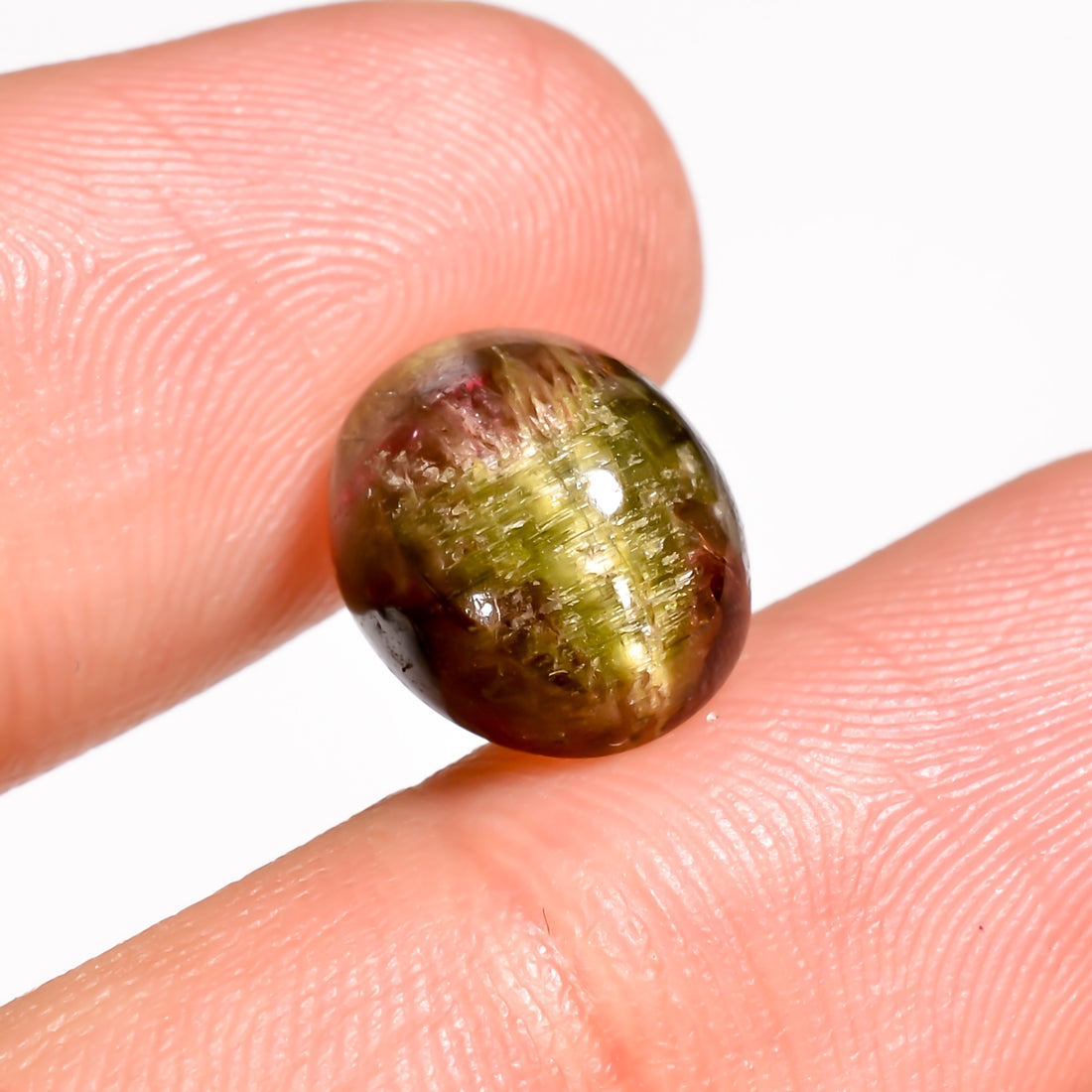 Natural Tourmaline With Rare Cats Eye Effect Oval Shape Cabochon Loose Gemstone 5 Ct. 11X9X6 mm Y-9824