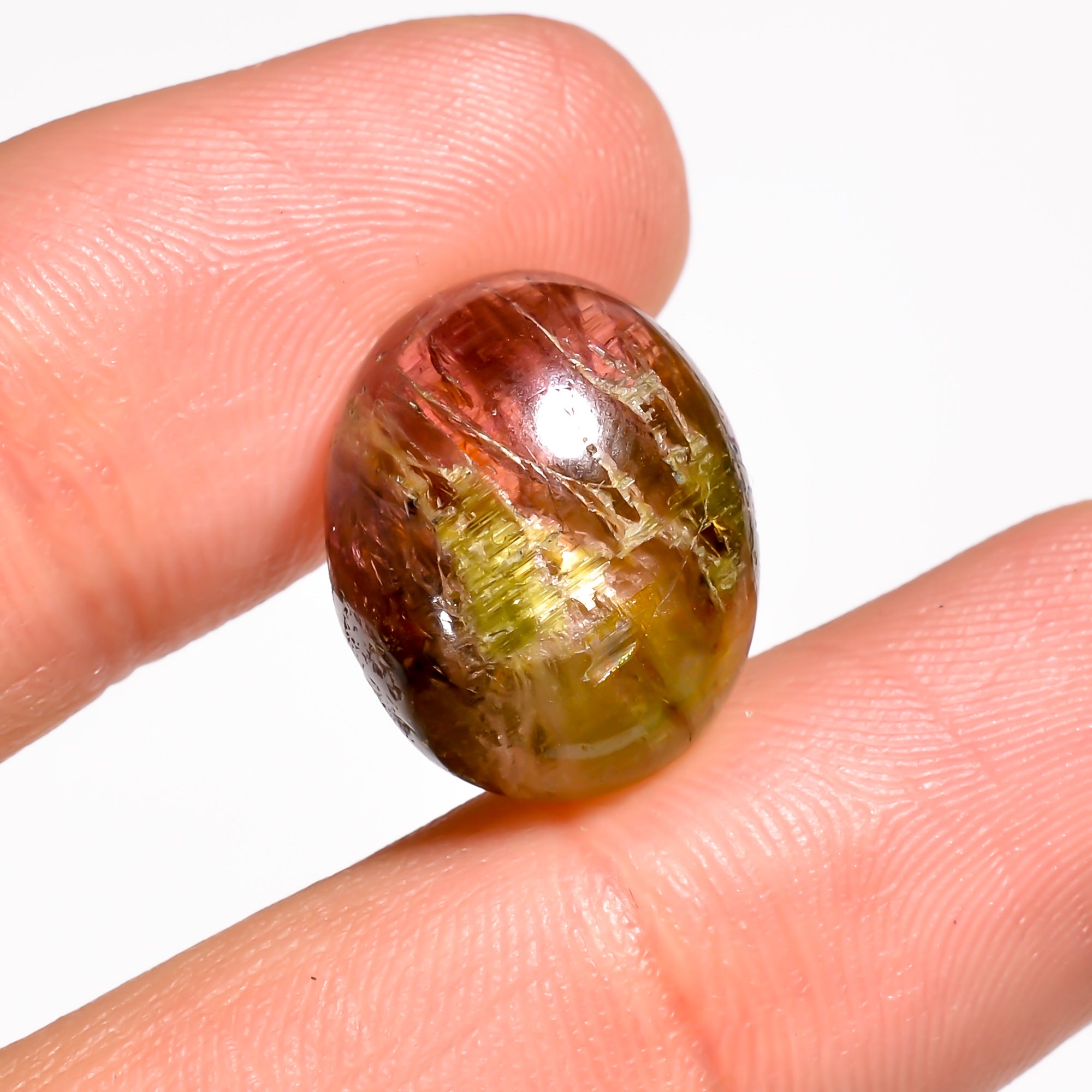 Natural Tourmaline With Rare Cats Eye Effect Oval Shape Cabochon Loose Gemstone  12.5 Ct. 16X13X6 mm Y-9825
