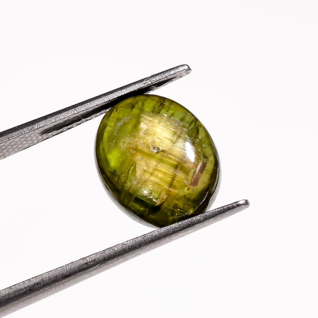 Natural Tourmaline With Rare Cats Eye Effect Oval Shape Cabochon Loose Gemstone 4 Ct. 10X9X4 MM Y-9826