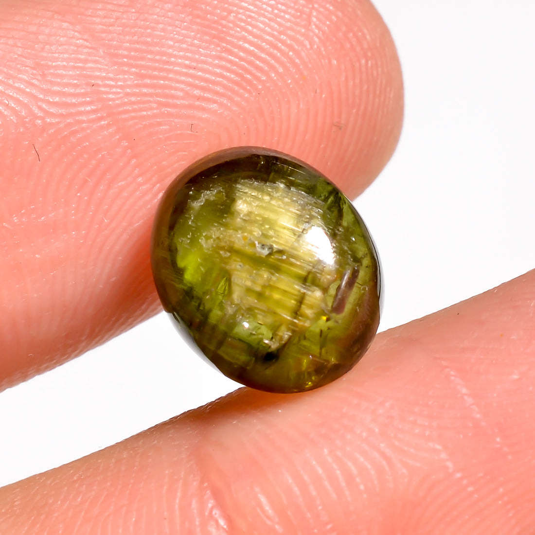 Natural Tourmaline With Rare Cats Eye Effect Oval Shape Cabochon Loose Gemstone 4 Ct. 10X9X4 MM Y-9826