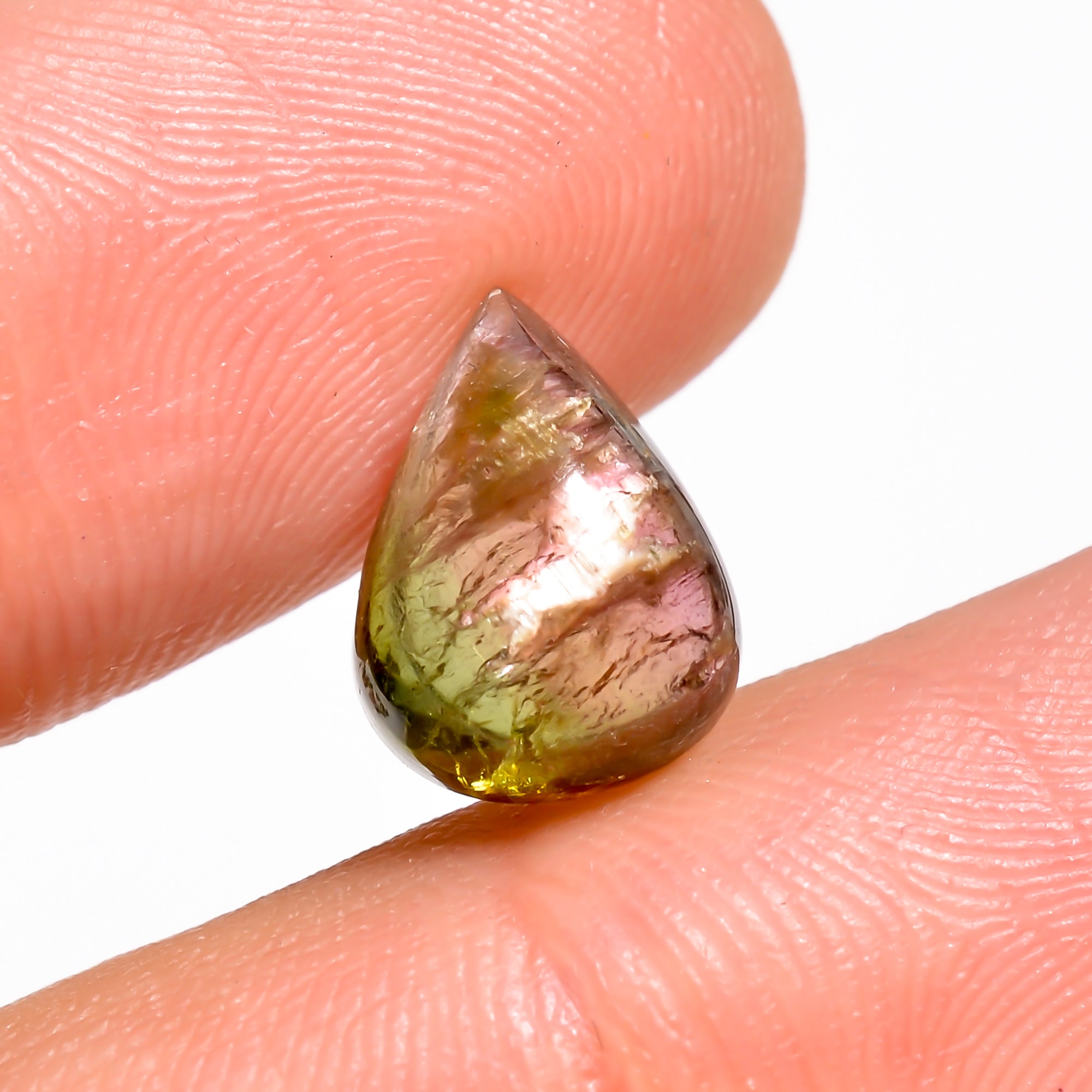 Natural Tourmaline With Rare Cats Eye Effect Pear Shape Cabochon Loose Gemstone  3.5 Ct. 11X8X5 mm Y-9827