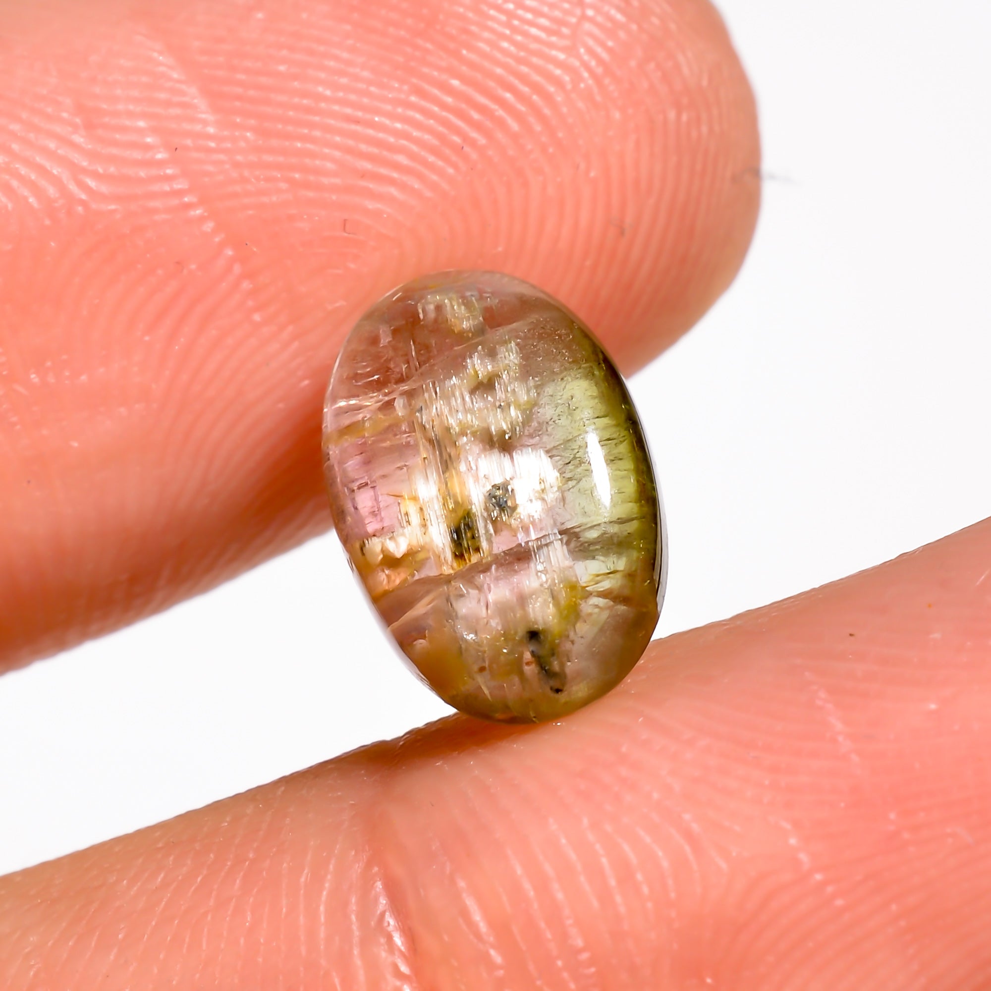 Natural Tourmaline With Rare Cats Eye Effect Oval Shape Cabochon Loose Gemstone  3 Ct. 11X7X3 mm Y-9828