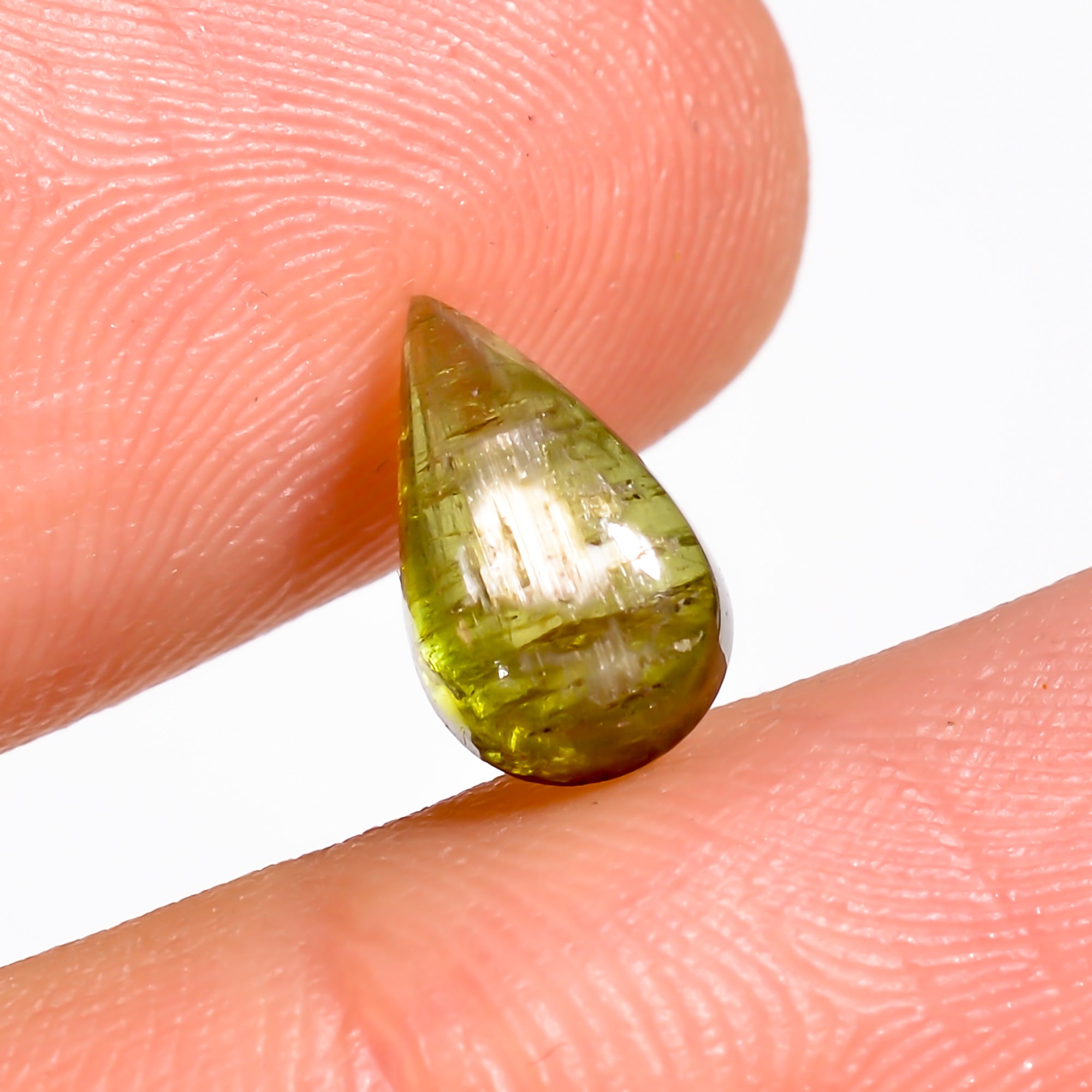 Natural Tourmaline With Rare Cats Eye Effect Pear Shape Cabochon Loose Gemstone  1.5 Ct. 9X6X4 mm Y-9829