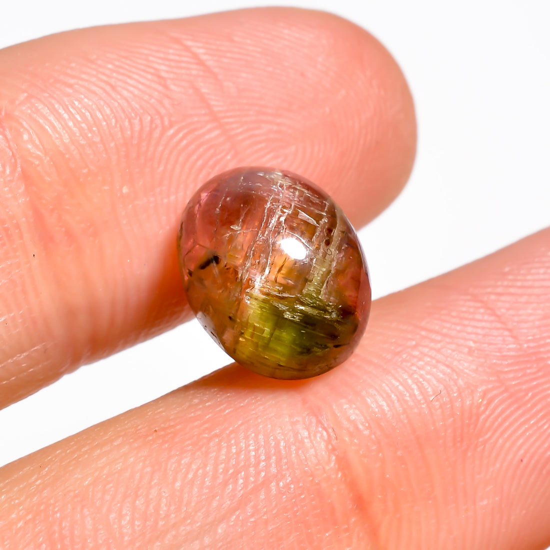 Natural Tourmaline With Rare Cats Eye Effect Oval Shape Cabochon Loose Gemstone 4.5 Ct. 11X8X5 mm Y-9830