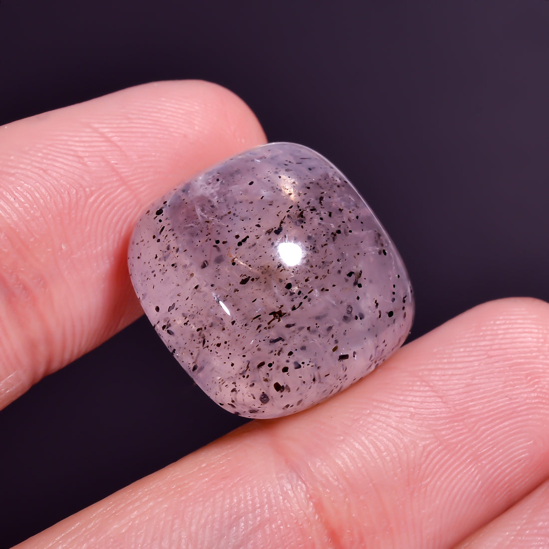 Natural Rose Quartz With Hematite Cushion Shape Cabochon For Making Jewellary 25.5 Ct. 17X17X9 mm Y-9841