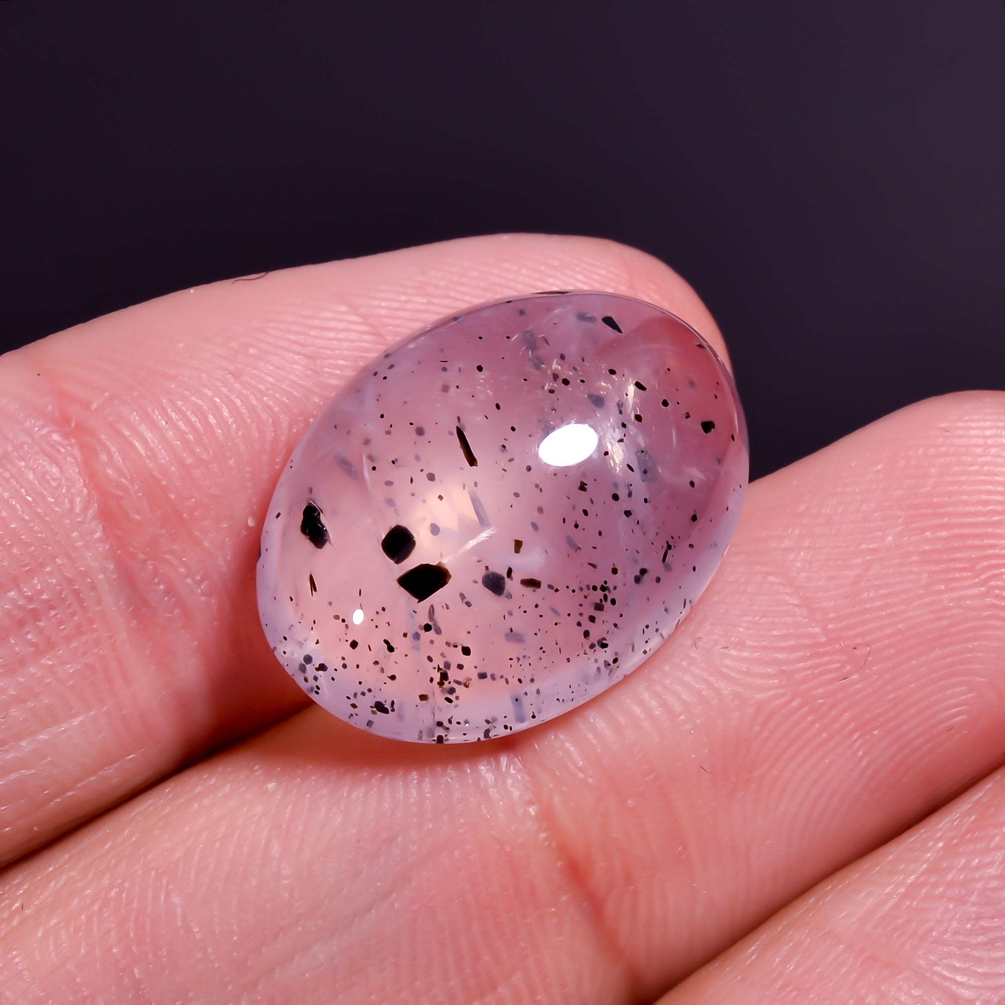 Rose Quartz With Hematite Oval Shape Cabochon For Making Jewelry 12.5 Ct. 18X14X7 mm Y-9843