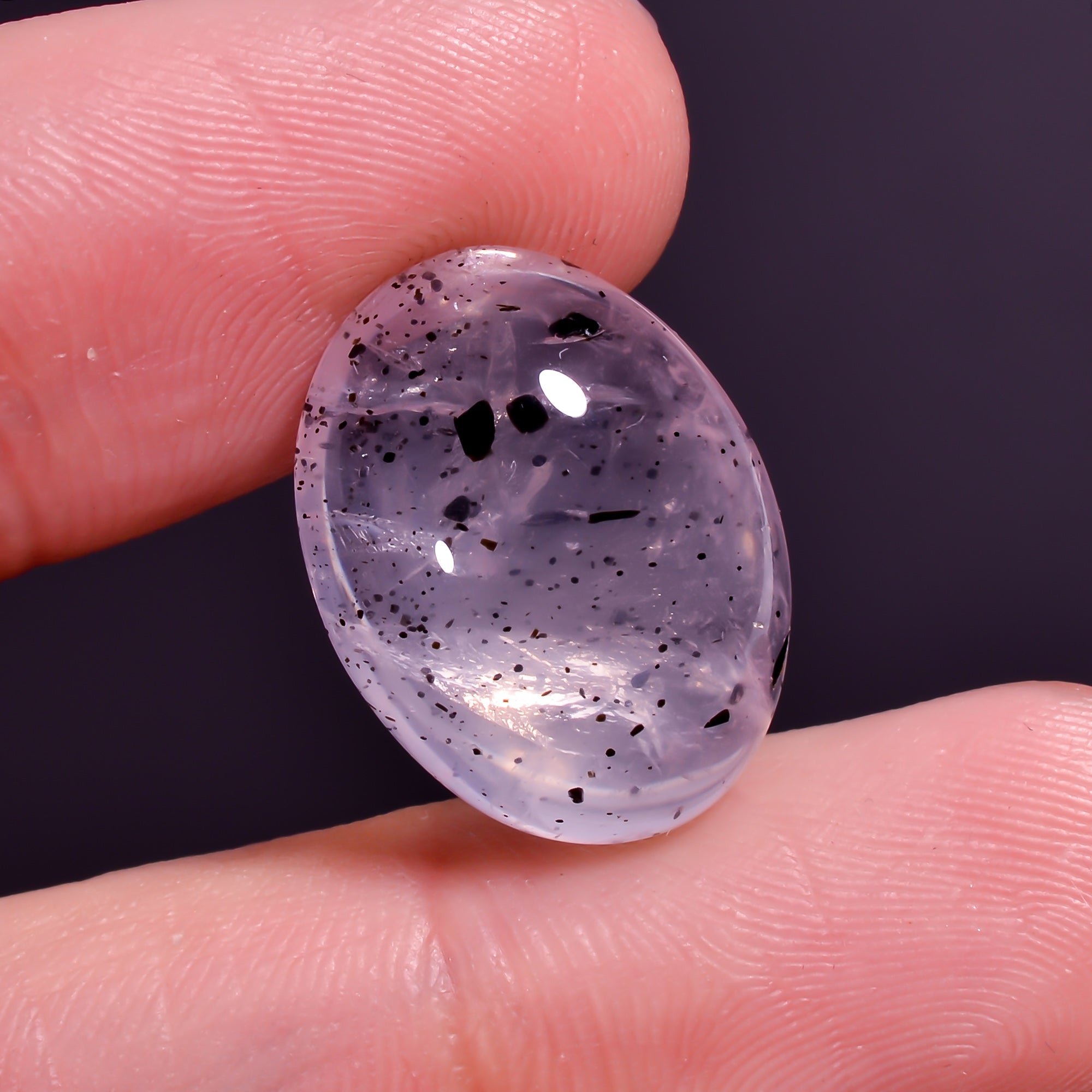Rose Quartz With Hematite Oval Shape Cabochon For Making Jewelry 12.5 Ct. 18X14X7 mm Y-9843