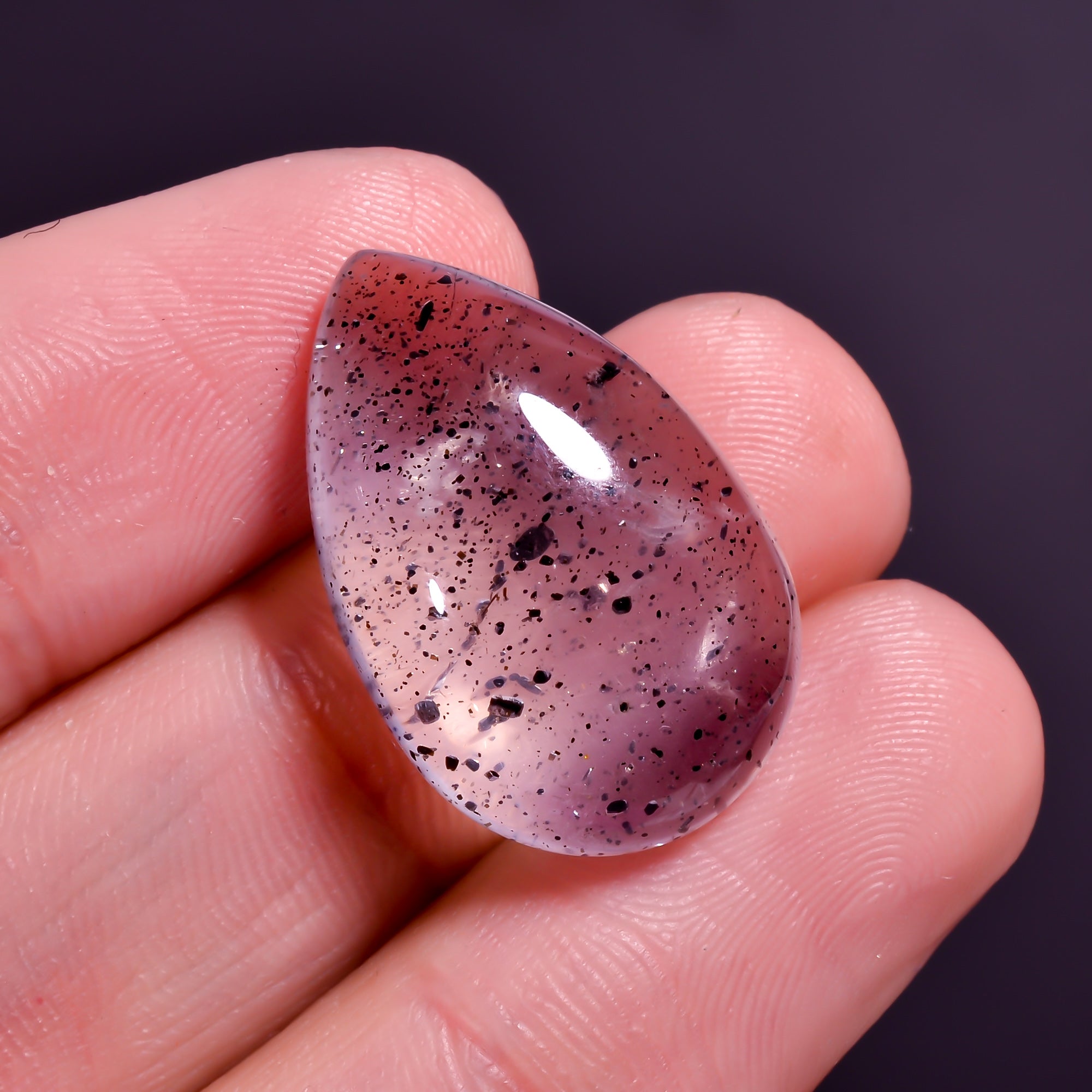 Rose Quartz With Hematite Pear Shape Cabochon For Making Jewelry 21 Ct. 24X15X8 mm Y-9844