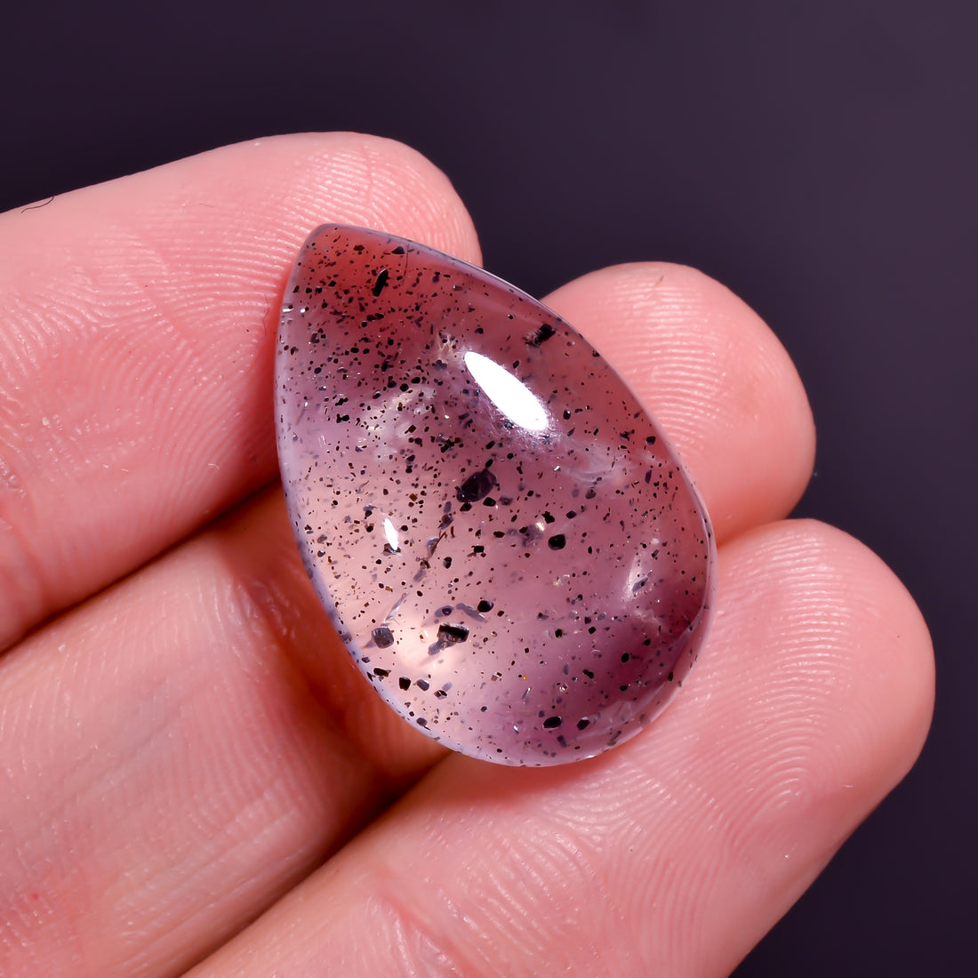 Rose Quartz With Hematite Pear Shape Cabochon For Making Jewelry 21 Ct. 24X15X8 mm Y-9844