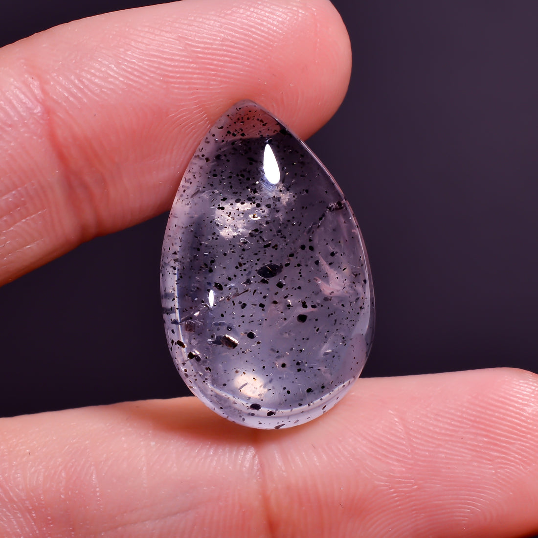 Rose Quartz With Hematite Pear Shape Cabochon For Making Jewelry 21 Ct. 24X15X8 mm Y-9844