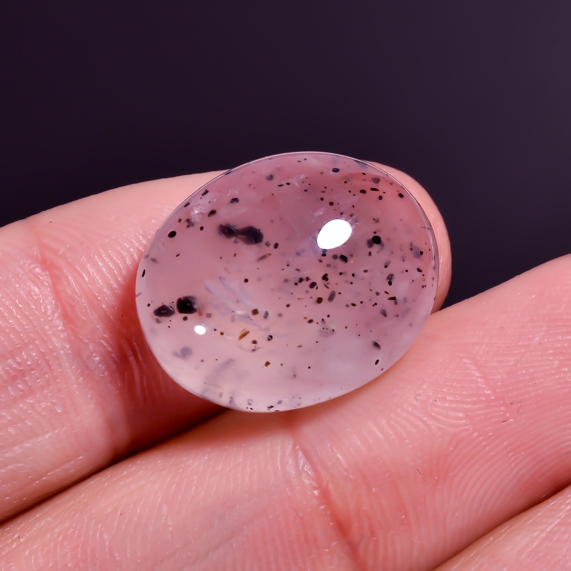 Rose Quartz With Hematite Oval Shape CabochonFor Making Jewelry 16 Ct. 17X14X7 mm Y-9849