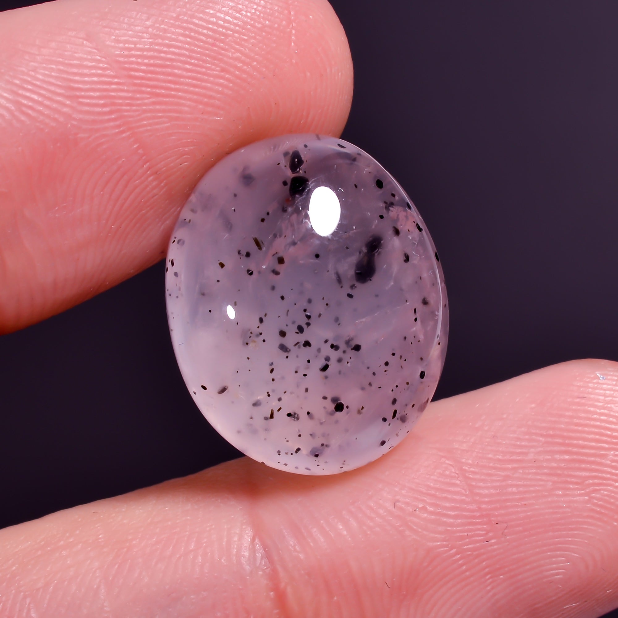 Rose Quartz With Hematite Oval Shape CabochonFor Making Jewelry 16 Ct. 17X14X7 mm Y-9849