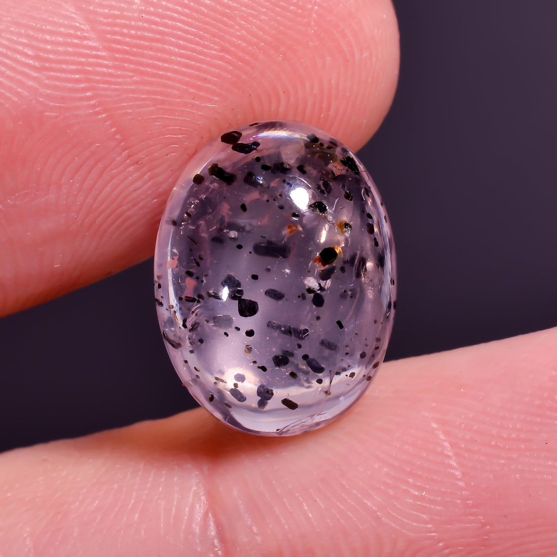Rose Quartz With Hematite Oval Shape Cabochon For Making Jewelry 6 Ct. 14X10X5 mm Y-9850