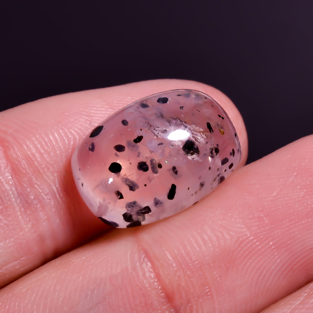 Rose Quartz With Hematite Radiant Shape Cabochon For Making Jewelry 11 Ct. 16X11X7 mm Y-9852