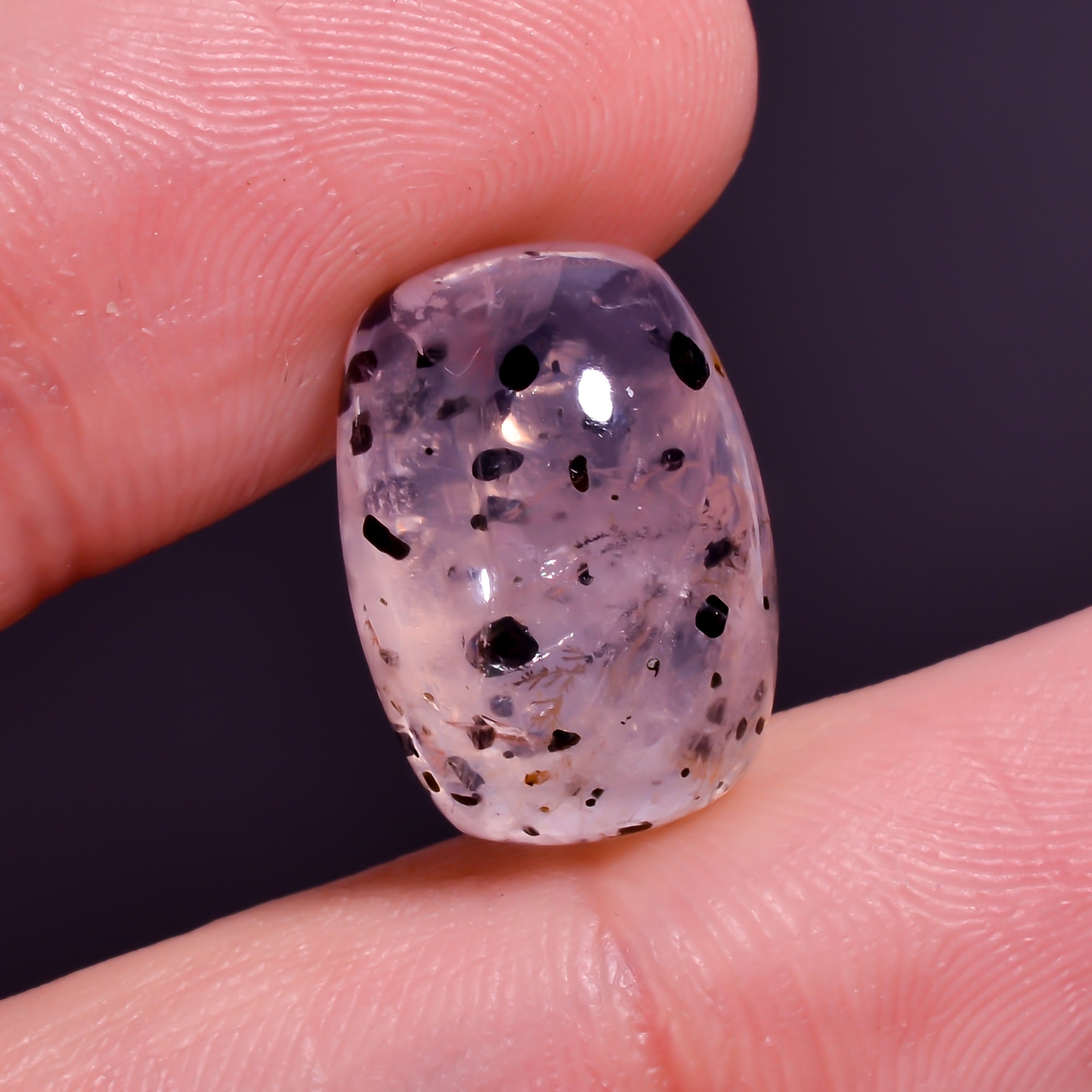 Rose Quartz With Hematite Radiant Shape Cabochon For Making Jewelry 11 Ct. 16X11X7 mm Y-9852