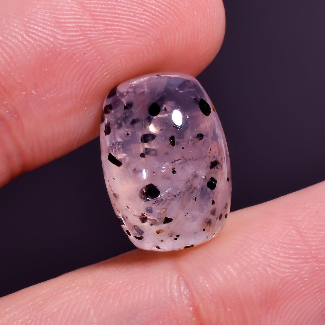 Rose Quartz With Hematite Radiant Shape Cabochon For Making Jewelry 11 Ct. 16X11X7 mm Y-9852
